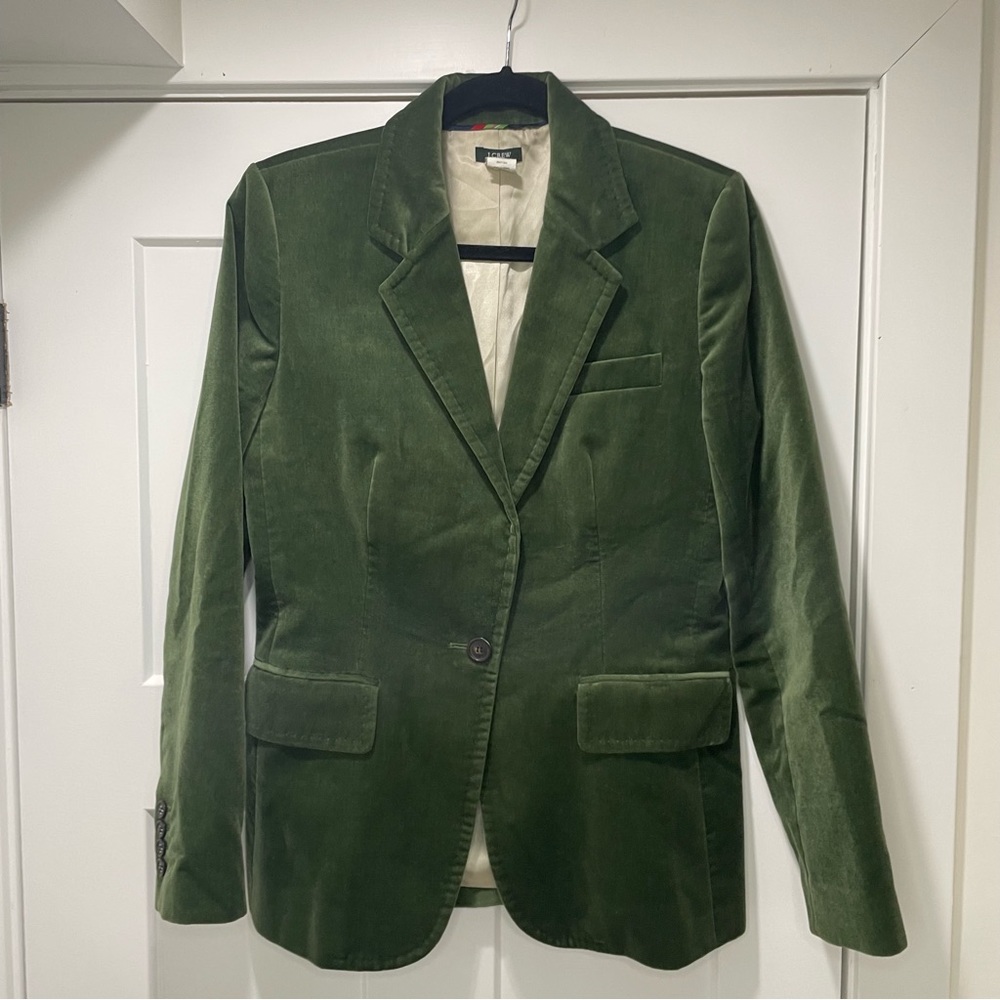 J. Crew green velvet blazer